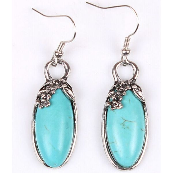 Ethnic Tibetan jewelry, big hair turquoise earrings