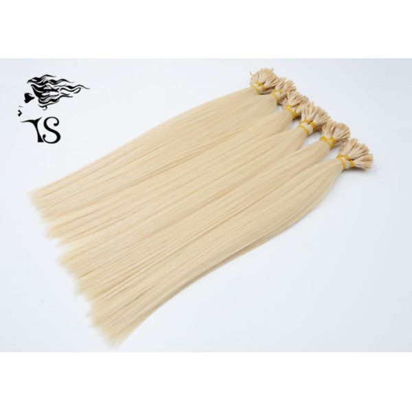 Golden Blonde Colored Human Hair Extensions , Straight U Tip Russian Hair
