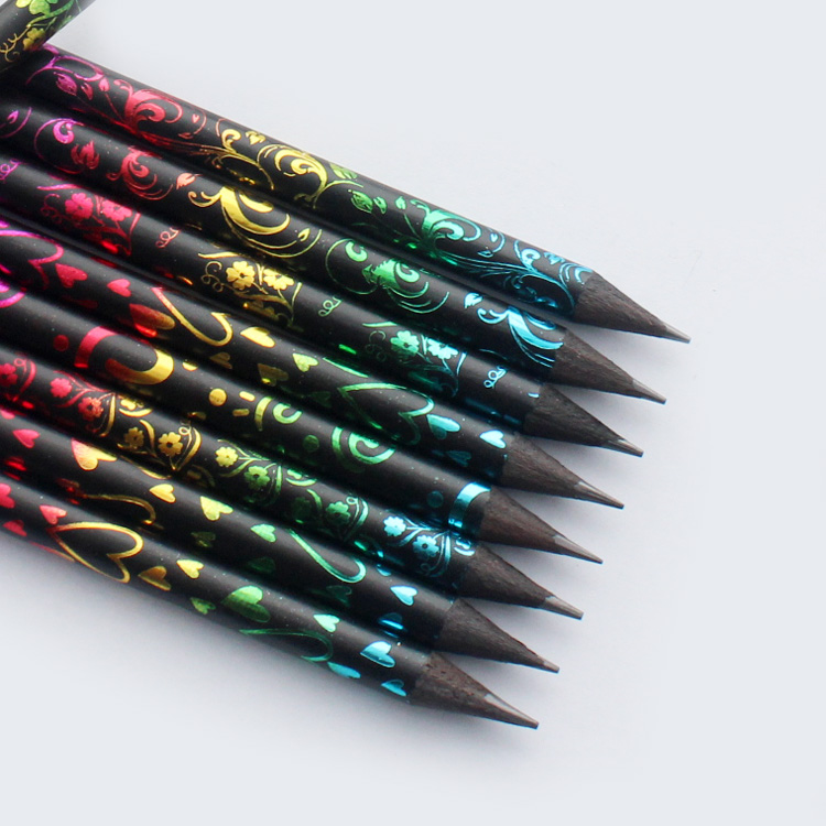 10pcs Custom Printed Black Wooden Pencil Hb Pencil 2 Hb Pencil S With Black Eraser Importer
