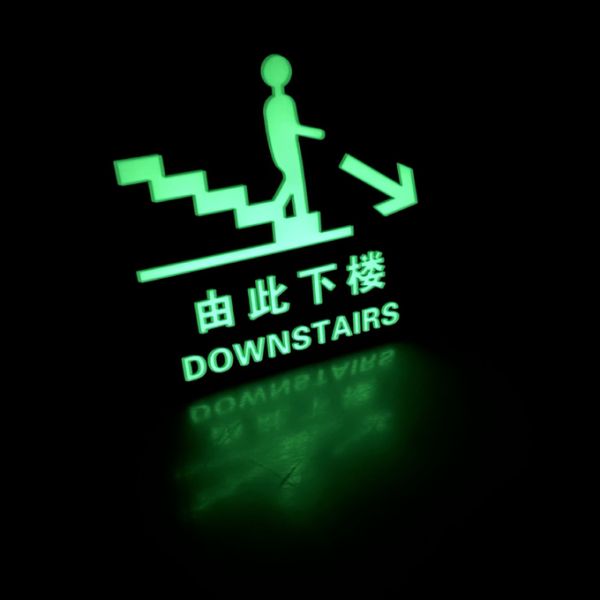 Aluminum Downstairs Luminous Safety Warning Signs Photoluminescent Safety Products