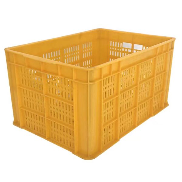 Plastic Customized Mesh Solid Box Crate Basket with Vented Sides Iron Handle Multi-color Options for Harvest Agriculture Fruits