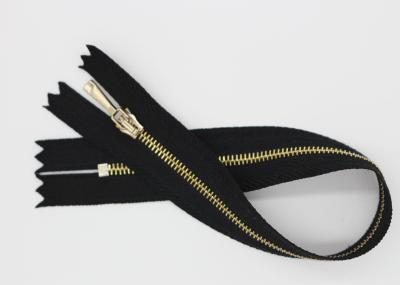 Brass Small 25 Inch Metal Dress Zips 2# / 3# / 4# Plating To Gold Auto - Lock Slider