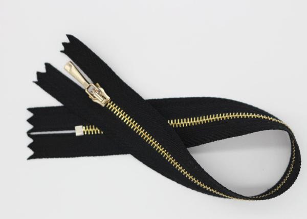 Brass Small 25 Inch Metal Dress Zips 2# / 3# / 4# Plating To Gold Auto - Lock Slider