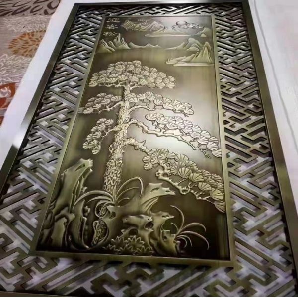 A figura de gravação com água-forte de cobre de aço inoxidável divisor de sala do painel da placa faz isolamento sonoro