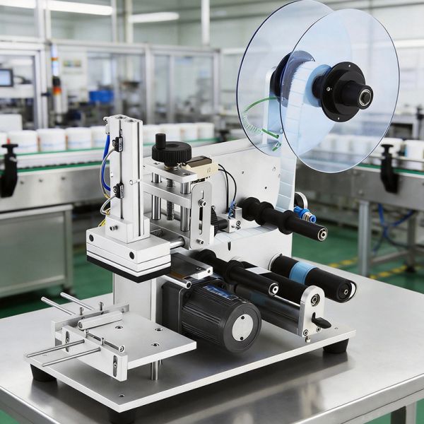 Skincare Can Bottle Automatic Flat Label Applicator Machine Tabletop Customized