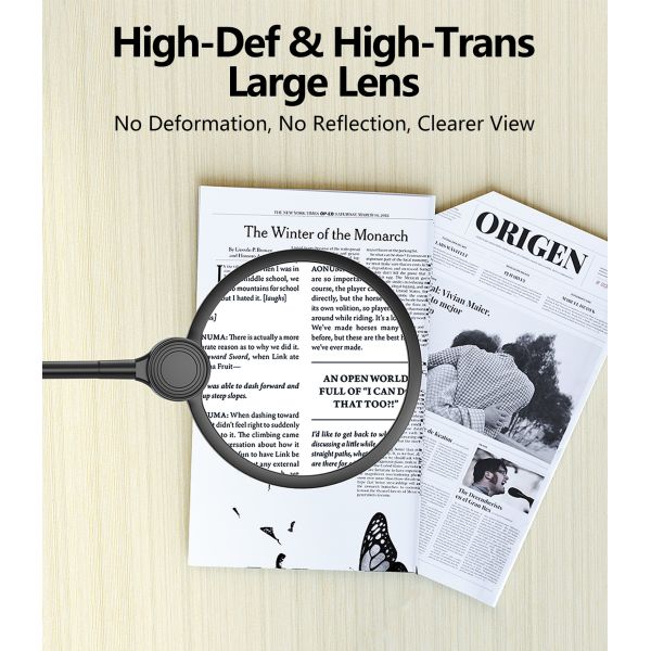 360 Degree Rotation Screen Magnifier LED Light 3x+6x Large Capacity Battery Magnifying Reading Craft