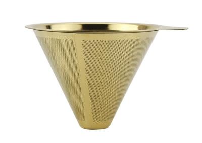 High Grade Gold Hand Drip Coffee Dripper Paperless Coffee Maker Etching Bottom