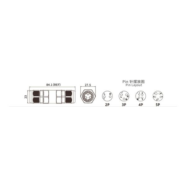 3 Pins Straight PG 12.0mm IP68 Waterproof Cable Connector
