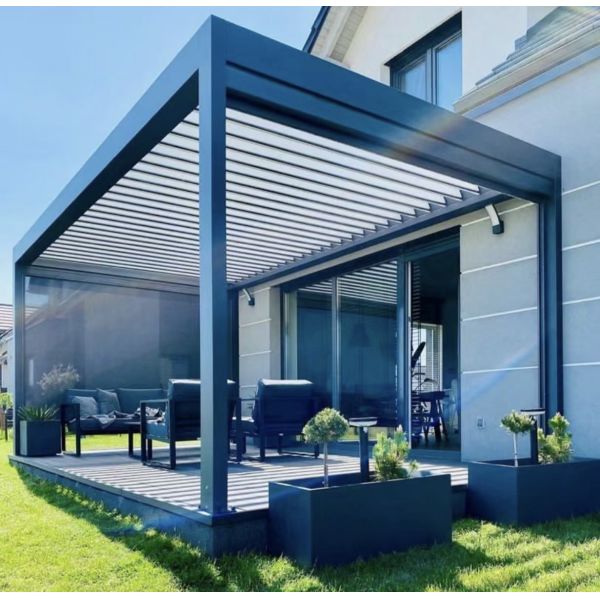 High Quality Motorized Aluminum Eco-Friendly Wind Resistant Gazebo Electric Adjustable Pergola Terrace Pavilion for Patio