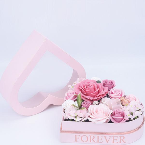 Mini double boîte en gros d'emballage de fleur de coeur de cadeaux les épousant