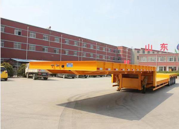 40t-100t Flatbed Low Bed And Lowbed Gooseneck Semi Trailer With 1310mm Wheel Base