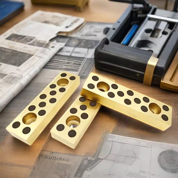 Solid Inlaid Graphite Bronze Bolt Hole Type Sliding Bearing Self Lubricating Slider Brass Oiless Wear Plate