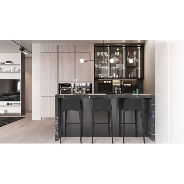 One-Stop Designs Factory Customized High Gloss Kitchen Cabinet Sets For Villa