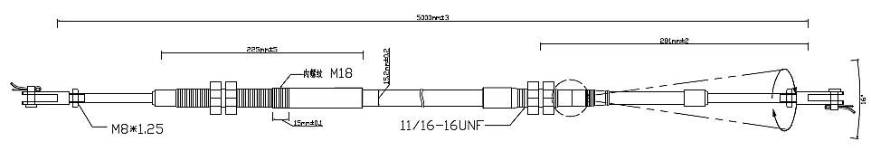 Нажмите 600N тянуть 1800N удар 125 мм Механический кабель управления