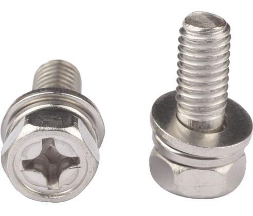 Stainless Steel Cross Head Screw With Washer Zinc Plate Surface DIN6900