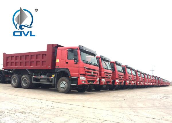Sinotruk HOWO7 Red 336 Hp New Diesel Fuel Type Dump Truck With Q345 Steel Heavy Tipper