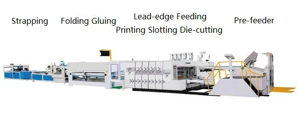 Full-Automatic Double-Piece-Carton Folder Gluer Machine, with Pressing unit and Side output