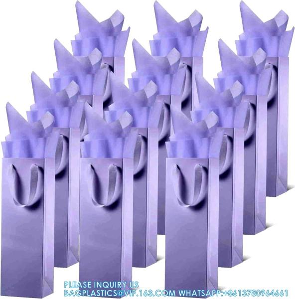 Paper Wine Bag Wine Bottle Bag Holder With Handles With Kraft Tissue Paper Retail Wine Bag For Christmas Holiday
