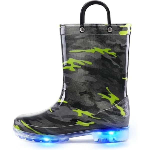 OEM PVC Light Up Enfants Wellington Bottes avec poignées Design simplifié
