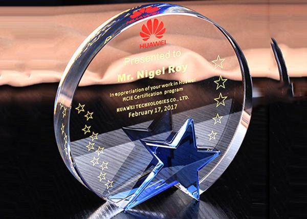 Forma redonda Crystal Trophy Cup, Custume Logo Crystal Glass Awards