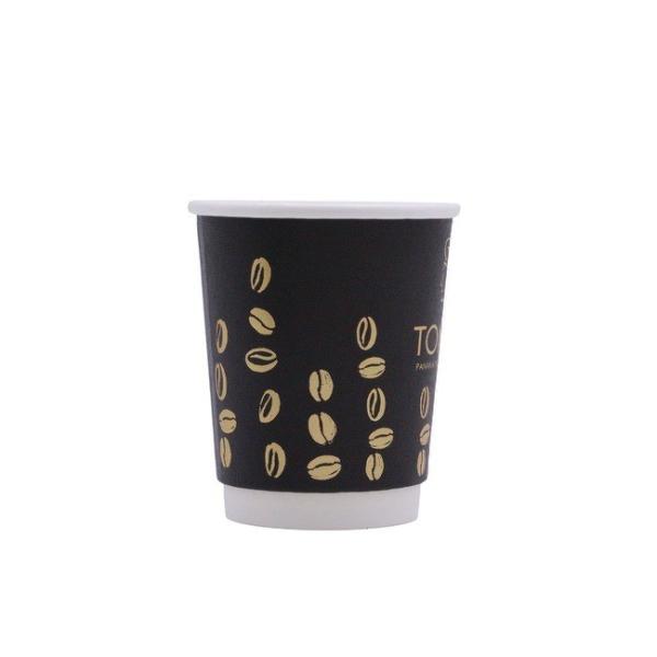 Black Paper Coffee Cup Eco Friendly Compostable For Hot Chocolate Drinks