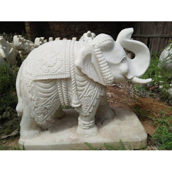 Outdoor Garden Decor Life Size Elephant Statue Made of Natural Stone Marble Sculpture
