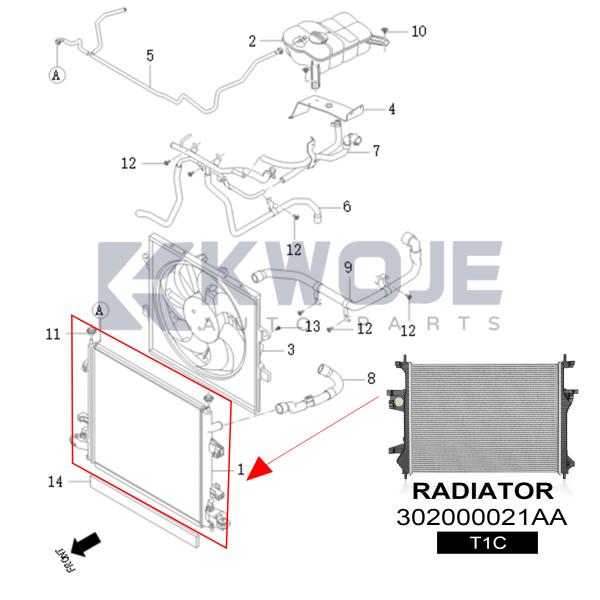 OEM 302000021AA Water Tank Aluminum Radiator For Chery Auto Spare Parts Exeed LX