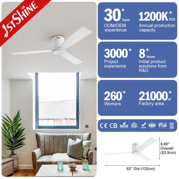 3 Natural Plywood Blades Flush Mount Decorative Ceiling Fan Without Light