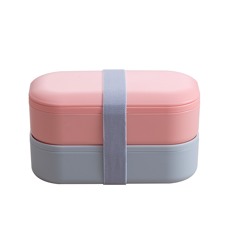 Kid Friendly Eco Plastic BPA Free Lunch Box with Cutlery in 2 Layer Storage Container