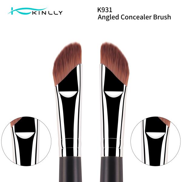 Wooden Handle Angled Concealer Brush Eye Makeup Brushes For Dark Circles Puffiness