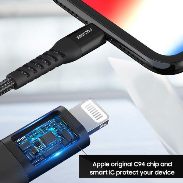 PD 3A 18Watt USB Lightning Charging Cable MFI C94 USB Type C To Lightning Cable