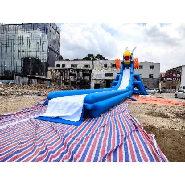 Tobogán acuático inflable, tobogán largo alto, modelo Dragón con PVC grueso, buena calidad, más piscina para niños, parque infantil al aire libre