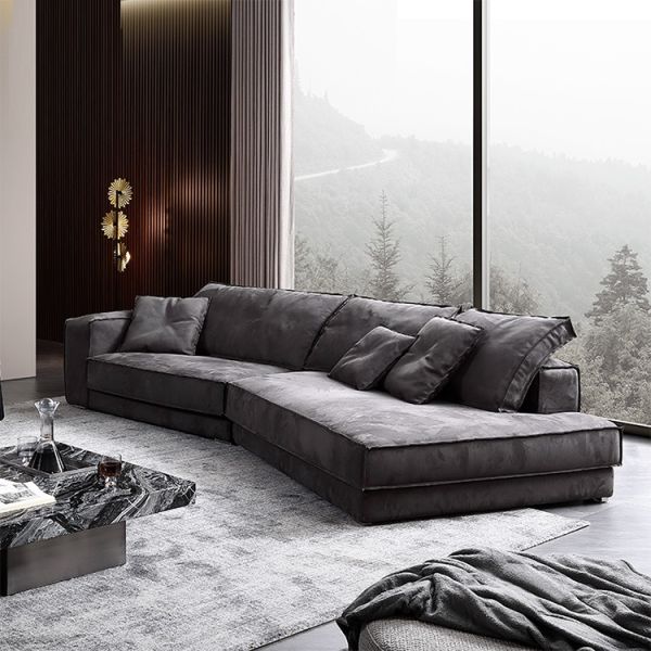 Modern Indoor Designer Italian Sofa Sets Large Fabric 2-Piece Corner Sectional Couches Convertible Furniture for Living Room