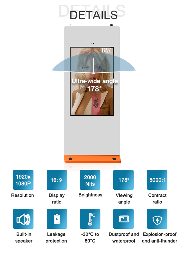 Floor Standing Outdoor LCD Digital Signage Kiosk 32