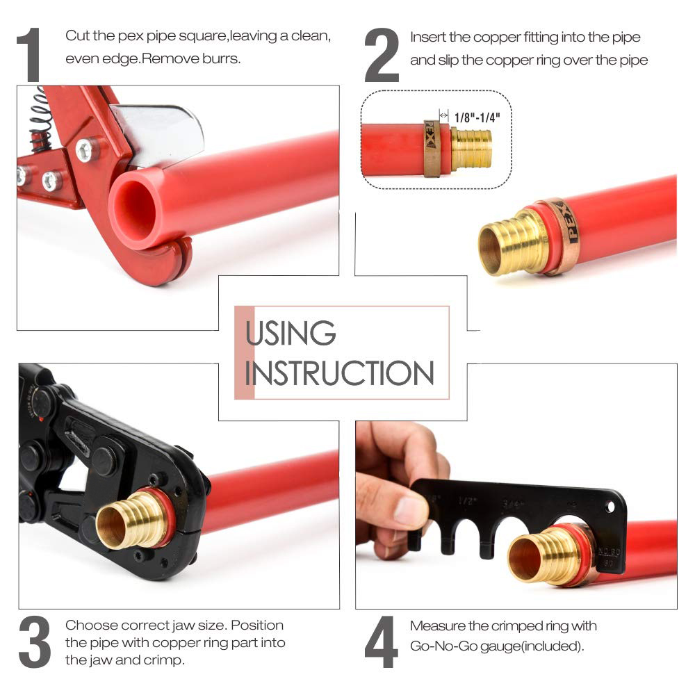 Practical PEX Crimping Tool Kit Anti Abrasion Portable Alloy Material