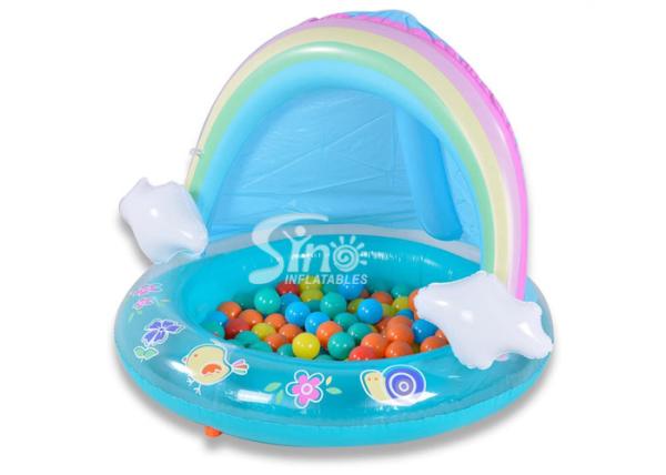 Outdoor Rainbow Inflatable Splash Pool With Canopy For Kiddie Water Play Mat Toy