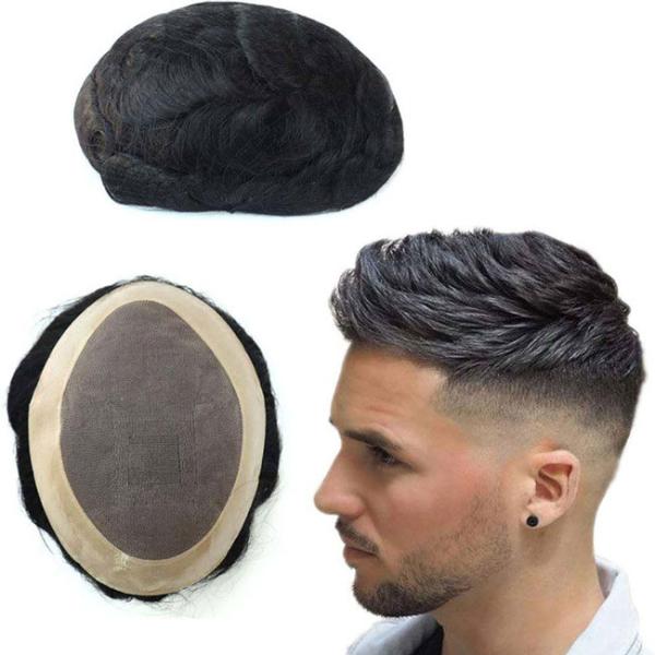 100% virgem mono masculino de cabelo de substituição perucas topper parede de cabelo Full PU