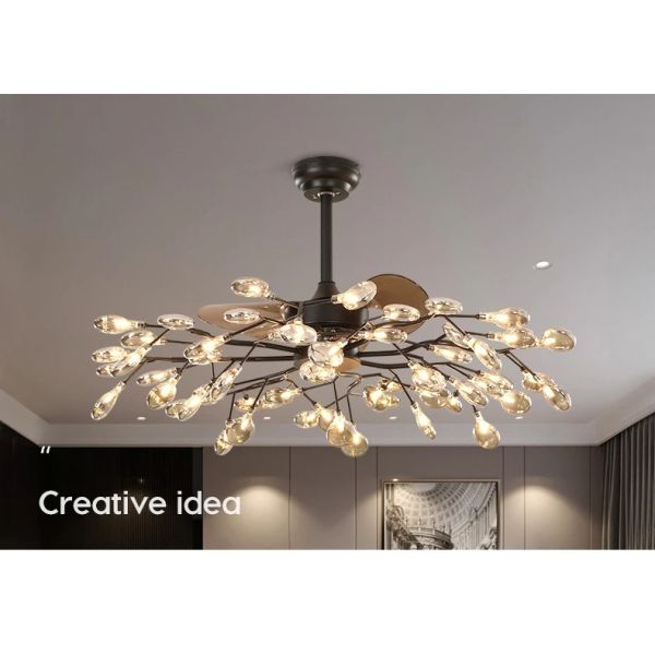 RC dimmable rotated forward and reverse for living room Branch firefly ceiling fan lamp(WH-CLL-66)