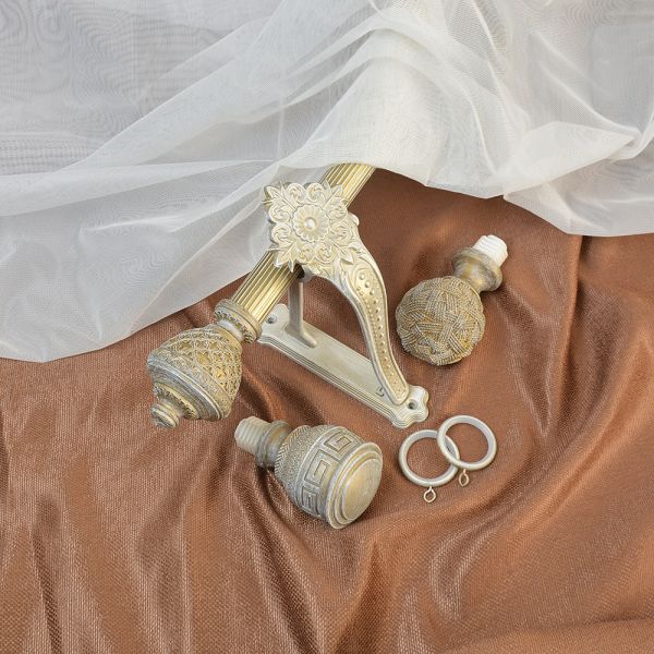 Antique Finish Grooved Pipe Curtain Rods Metal Material Customized Size