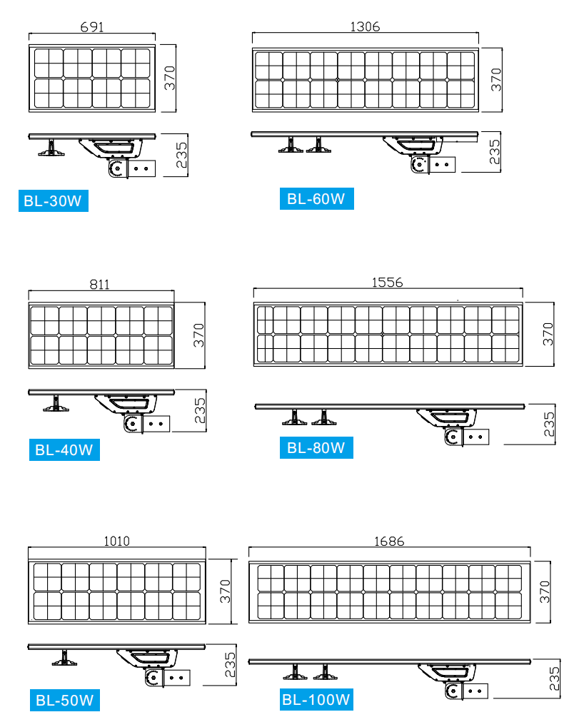 Bifacial Solar Powered LED Street Lights 180lm/W With Motion Sensor