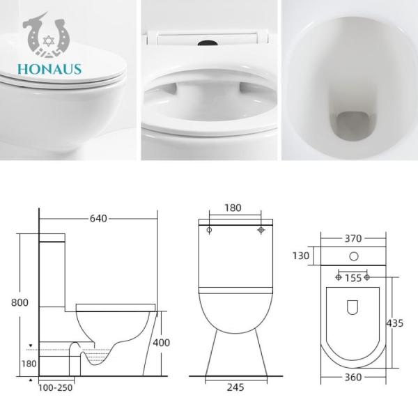 Customized Contemporary Close Coupled Rimless Toilet With Soft Close Seat