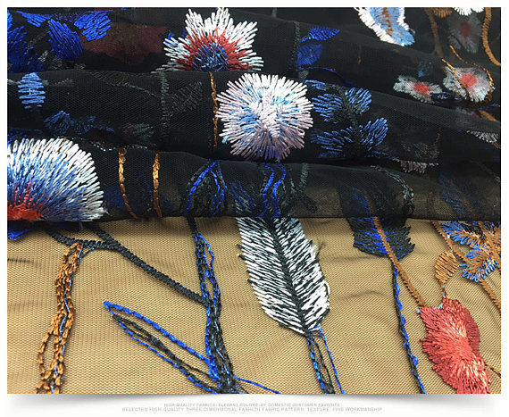 Ткань шнурка сетки 100% полиэстер тяжелая флористическая вышитая для платья костюма ДИИ