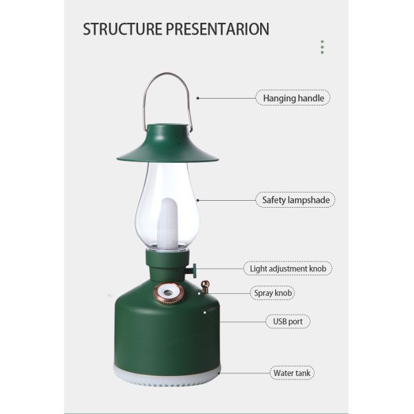 Home Camping Use Mini USB Warm Mist Humidifier 280ml With Dimmable LED Light