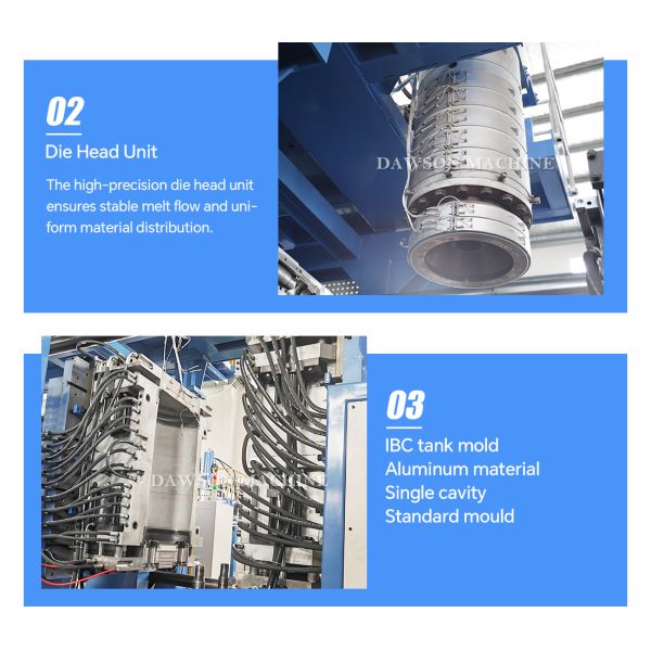 Used 1000L IBC Extrusion Blow Molding Machine with High Productivity and Accumulator Head Design