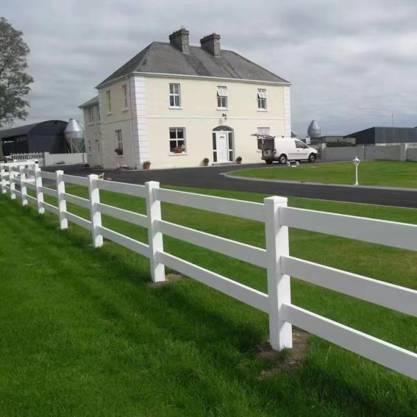Clôture de ferme équestre en PVC ASTM 2 rails Blanc Gris