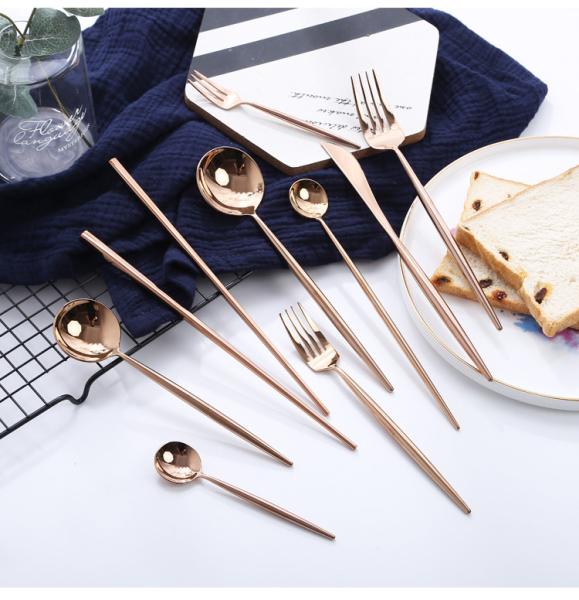 High Quality Stainless Steel Cutlery with Rose Gold Color  Wedding Banquet Flatware