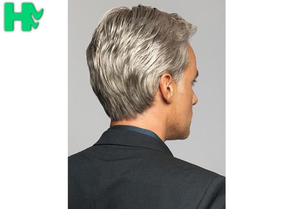 Modern Style Short Men Hair Wigs , White Color Natural Looking Wigs For Adult