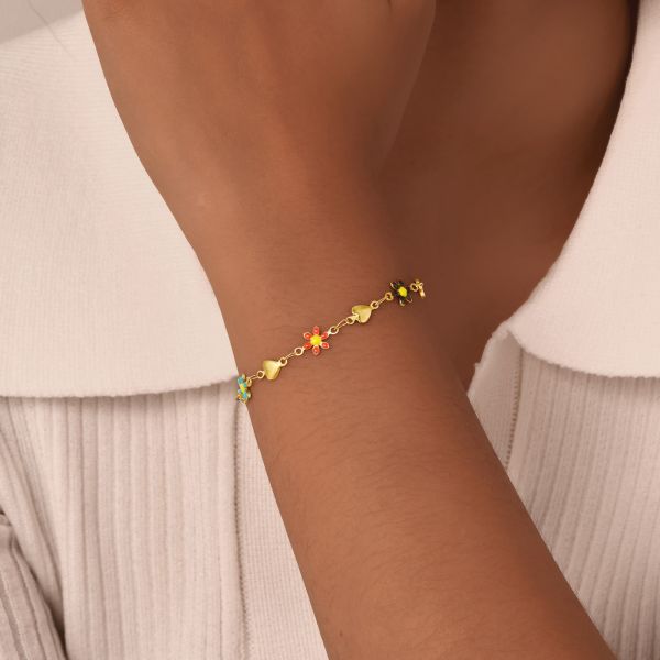 Brazaletes de oro de acero inoxidable para mujeres con encanto para venta al por mayor con incrustaciones de cristal colorido