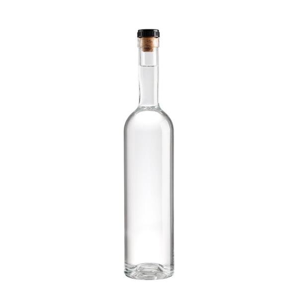 Base Material Super Flint Glass Empty Crystal Vodka Glass Bottle 500 ml 750 ml with Cork