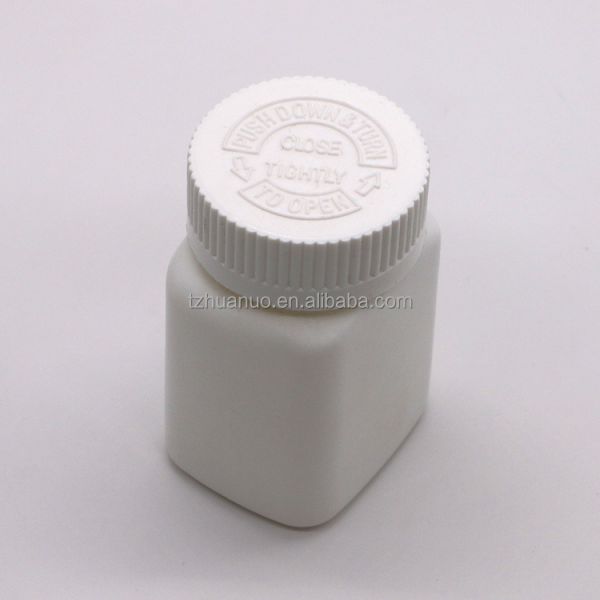 80ml Custom Color HDPE Square Bottle with Screw Cap and Kid Safety Cap